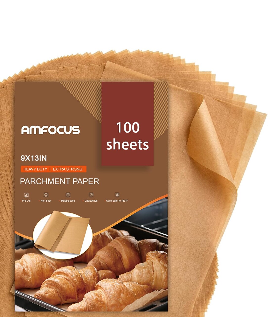 Paper Sheets, 9x13 In Non-Stick Precut Baking Parchment for Baking, Grilling, Air Fryer, Steaming, and More (Unbleached) - Quarter Sheet Size, Perfect for Bread, Cakes, Cookies, 100PCS